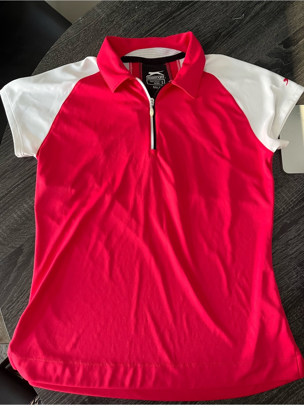 Slazenger Women's Hot Pink and White Zip Polo